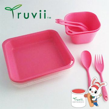 Truvii 【南紡購物中心】  櫻花粉抗菌餐具組( 附網袋 )