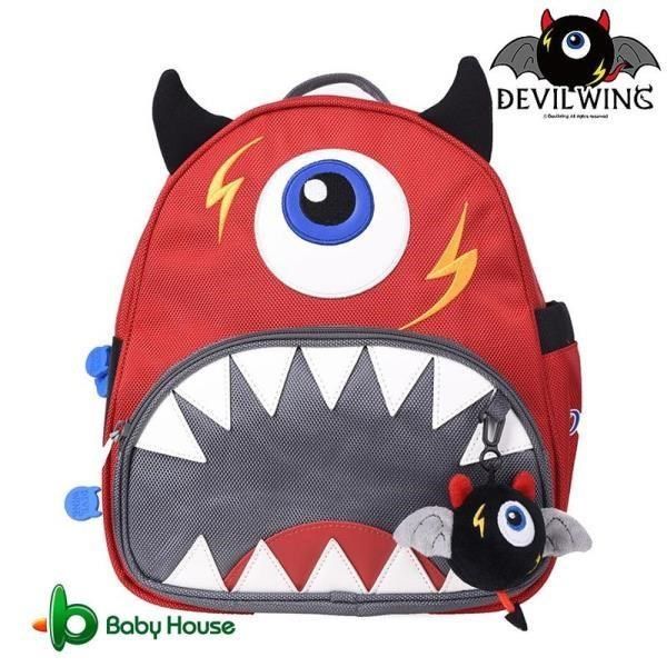 愛兒房 【南紡購物中心】 DevilWing 小惡魔鯊魚兒童學生書包-紅色