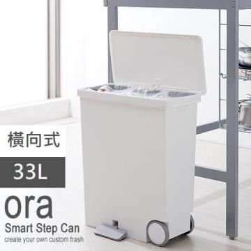 【南紡購物中心】 日本 LIKE IT 橫向式分類垃圾桶 33L - 純白色