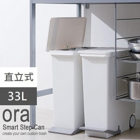 【南紡購物中心】 日本 LIKE IT 直立式分類垃圾桶 33L - 純白色