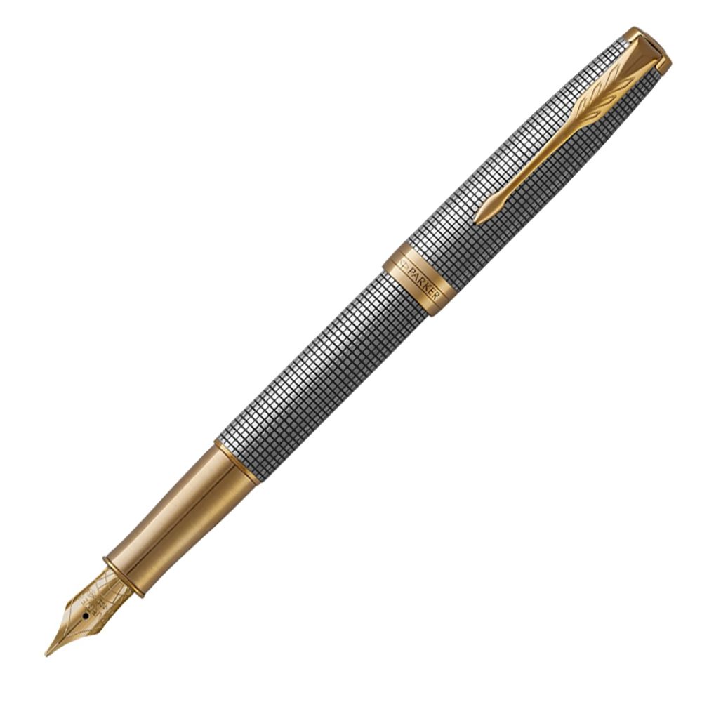 PARKER 派克 卓爾純銀格紋 18K F尖 鋼筆