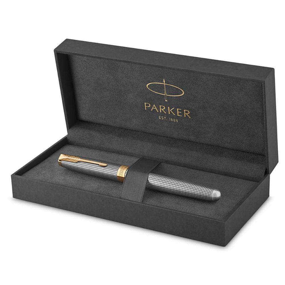 PARKER 派克 卓爾純銀格紋 18K F尖 鋼筆