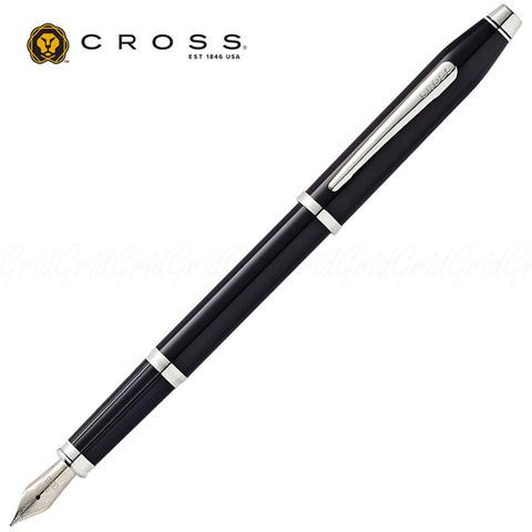 《美國 CROSS 高仕 新世紀 黑琺瑯 銀夾 F尖鋼筆》買鋼筆送卡式墨水