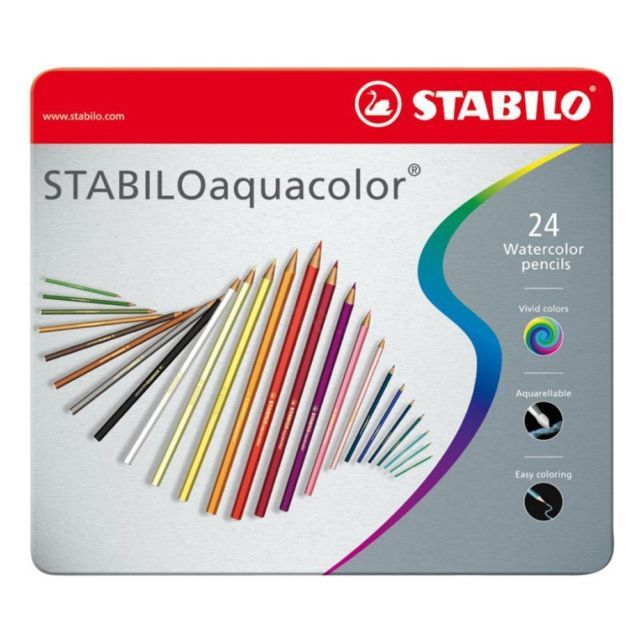 STABILO aquacolor 水溶性24色鐵盒色鉛筆*1624-5 - PChome 24h購物