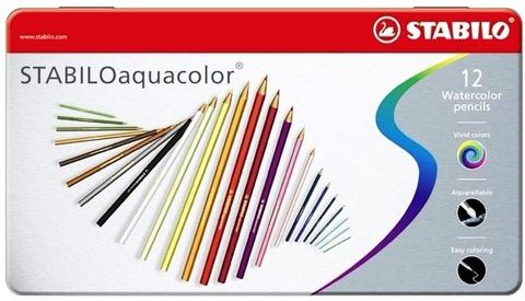 STABILO aquacolor 水溶性12色鐵盒色鉛筆*1612-5