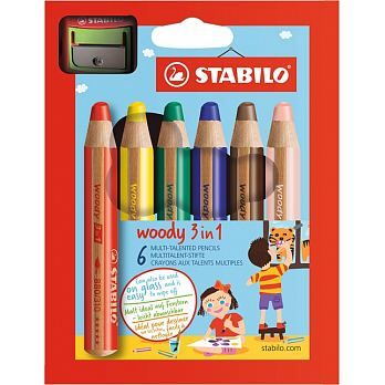 STABILO woody 3 in 1系列 粉蠟筆 6色裝 *8806-2