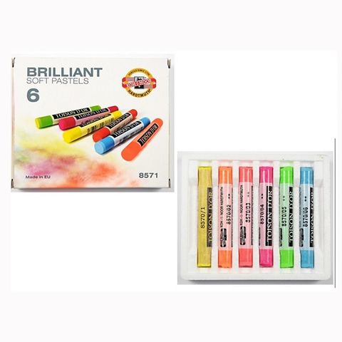 KOH-I-NOOR 捷克  Brilliant Soft Pastels 軟性粉彩條 (6色) 螢光