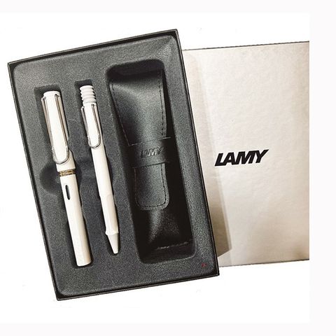 LAMY 狩獵者系列白桿鋼筆+原子筆禮盒對筆組