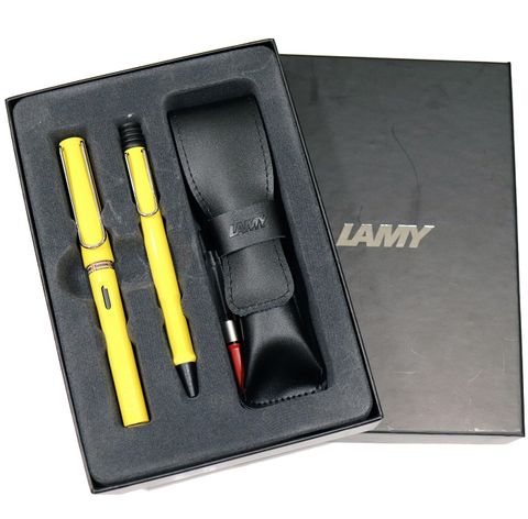 LAMY 狩獵者系列黃桿鋼筆+原子筆禮盒對筆組