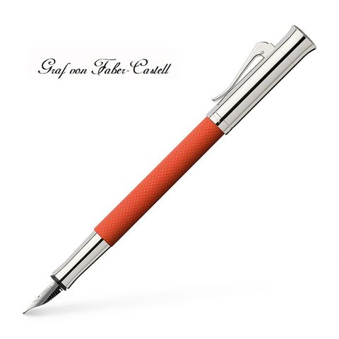 德國 GRAF VON FABER-CASTELL 繩紋飾 18K 鋼筆（紅桿）