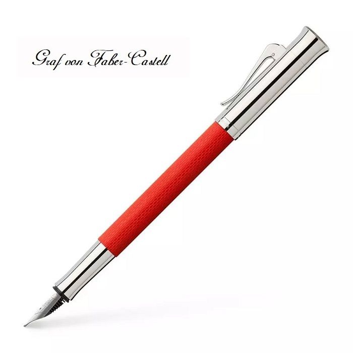 GRAF VON FABER-CASTELL 德國  繩紋飾 18K 鋼筆 紅橘桿