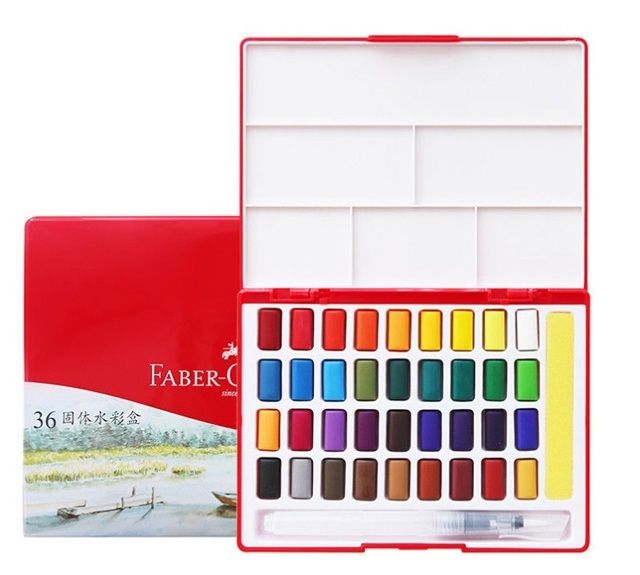 Faber-Castell 輝柏  SOLID WATERCOLOURS 攜帶型水彩塊套組 36色(576037)
