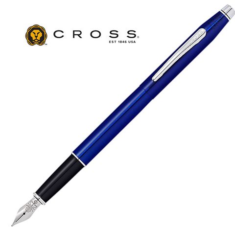 CROSS精典世紀藍桿白夾鋼筆