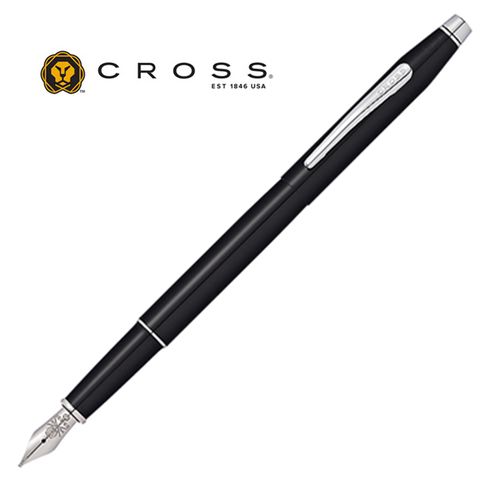 CROSS精典世紀黑桿白夾鋼筆