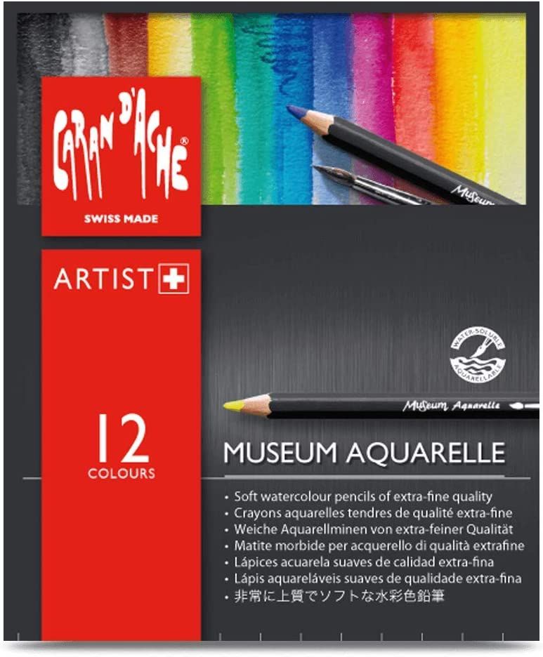 CARAN d'ACHE 瑞士卡達 CARAN dACHE Museum Aquarelle 博物館級水溶性12色鉛筆*3510.312