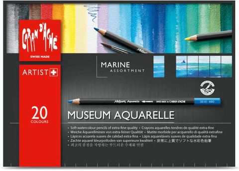 CARAN d'ACHE 瑞士卡達 CARAN dACHE Museum Aquarelle 博物館級水溶性20色色鉛筆海景*3510.920