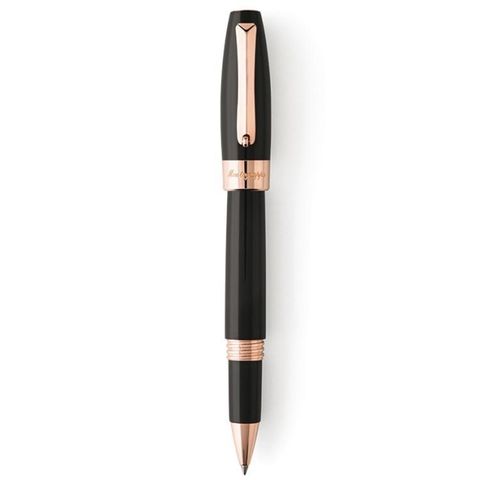 義大利 Montegrappa 萬特佳 FORTUNA財富系列 黑桿金夾 鋼珠筆