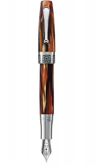 Montegrappa 萬特佳 義大利   Extra 1930 純銀賽璐珞 18K金尖鋼筆-龜殼棕