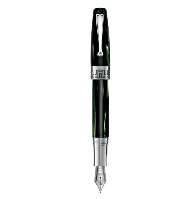 Montegrappa 萬特佳 義大利   Extra 1930 純銀賽璐珞 18K金尖鋼筆-墨綠