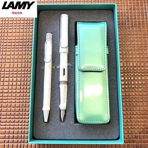 LAMY 狩獵系列限量綠皮套白色鋼筆禮盒 19