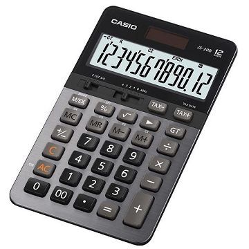 Casio 12位數大螢幕快速輸入靜音計算機-黑灰JS-20B