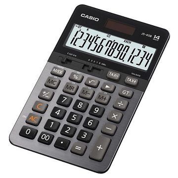 Casio14位數大螢幕快速輸入靜音計算機-黑灰JS-40B