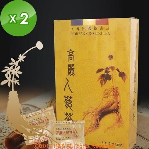 【南紡購物中心】 《瀚軒》精選韓國高麗人蔘茶 (3g*50包)2盒