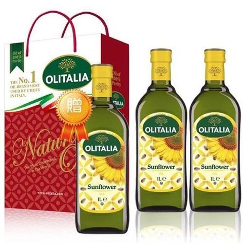 Olitalia 奧利塔 葵花油禮盒1組 贈1瓶葵花油  (1000ml/罐)