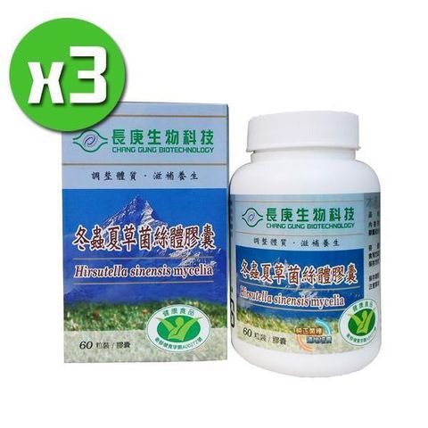 長庚生技 【南紡購物中心】 冬蟲夏草菌絲體膠囊x3瓶(60粒/瓶) 