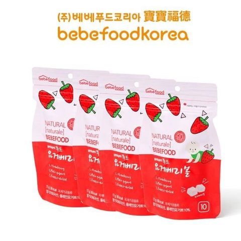 BEBEFOOD 寶寶福德 【南紡購物中心】 韓國  草莓優格豆逗餅4入組