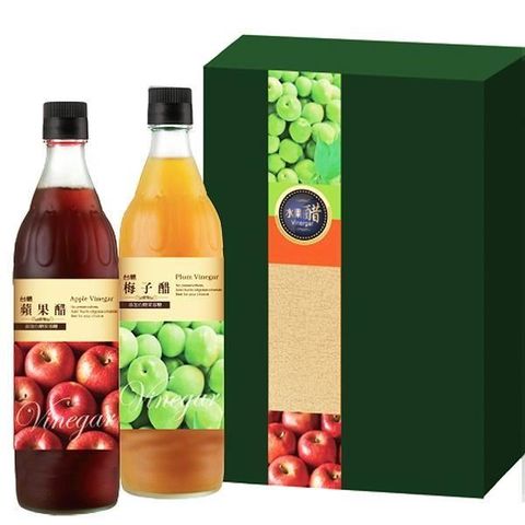 【南紡購物中心】 【台糖】水果醋禮盒(梅子+蘋果)_600ml/瓶