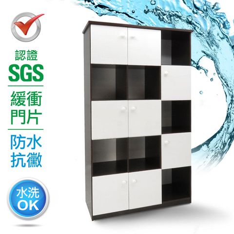 IHouse 愛屋家具 SGS 防潮抗蟲蛀緩衝塑鋼加高加寬八門收納置物櫃(寬97.5深43高180cm)