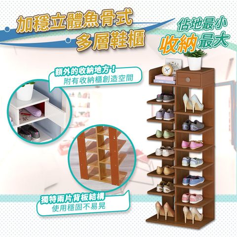 【家適帝】創新雙骨加穩多格收納鞋櫃 (8層/14格)