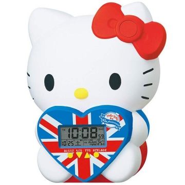 〔小禮堂〕Hello Kitty 45周年紀念造型電子鬧鐘《紅藍》擺飾.時鐘.桌鐘