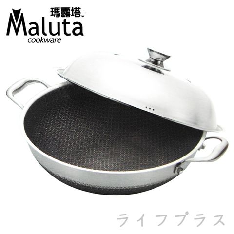 【一品川流】Maluta 瑪露塔不鏽鋼陶晶二代不沾炒鍋-40cm-雙耳