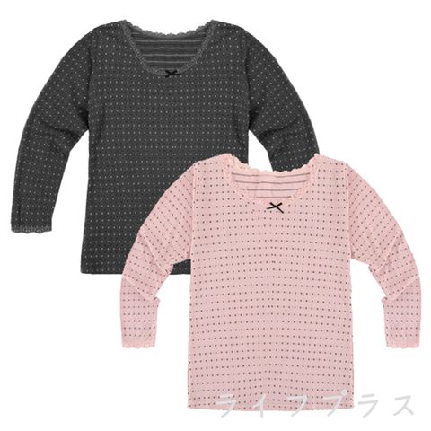 吸濕發熱點點女衛生衣-粉紅色/灰色-1937-2件組