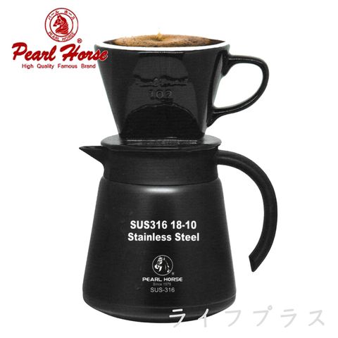 【一品川流】日本寶馬牌 #316保溫咖啡壺-800ml＋陶瓷咖啡濾器2~4人