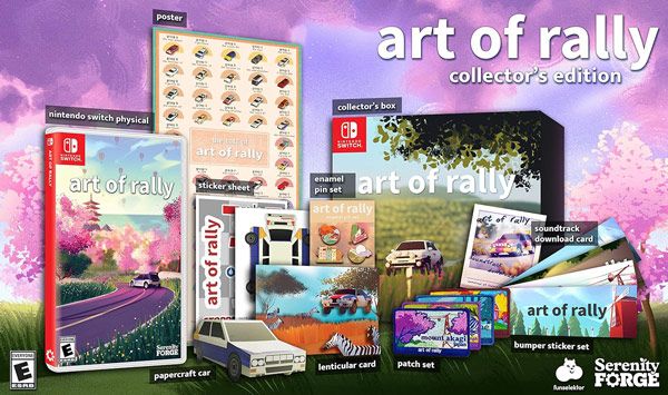 posternintendo switch physicalart  rallyart of rallysticker sheetEEpapercraft carart of rallyart of rallycollector's editioncollector's boxenamelpin setart of rallyart of rallyof soundtrackdownload cardart of rally bumper sticker setlenticular cardpatch setSerenity