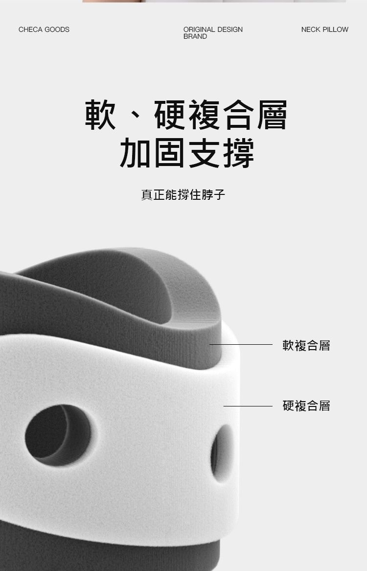 CHECA GOODSORIGINAL DESIGNNECK PILLOWBRAND軟、硬複合層加固支撐真正能撐住脖子軟複合層硬複合層