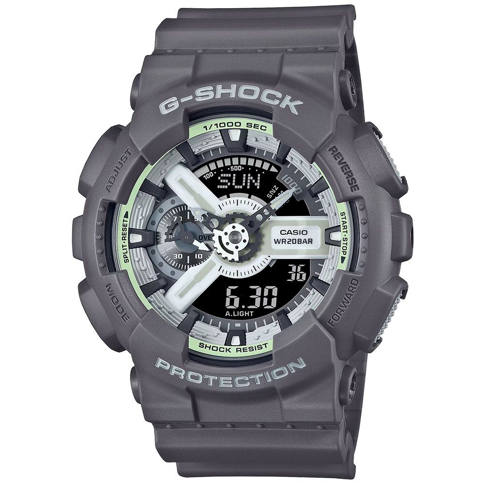 CASIO 卡西歐G-SHOCK 綠光系列雙顯運動手錶(GA-110HD-8A