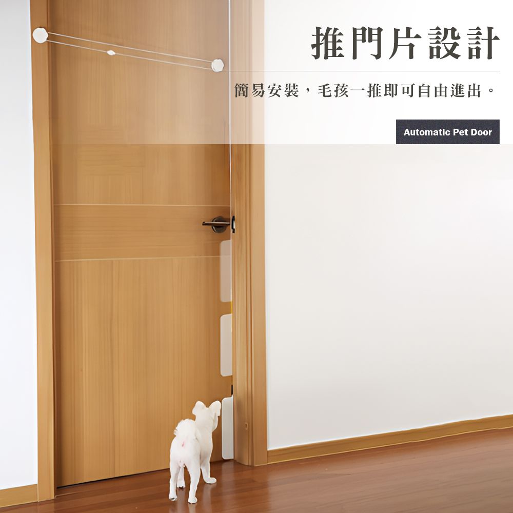 推門片設計簡易安裝,毛孩一推即可自由進出。Automatic Pet Door