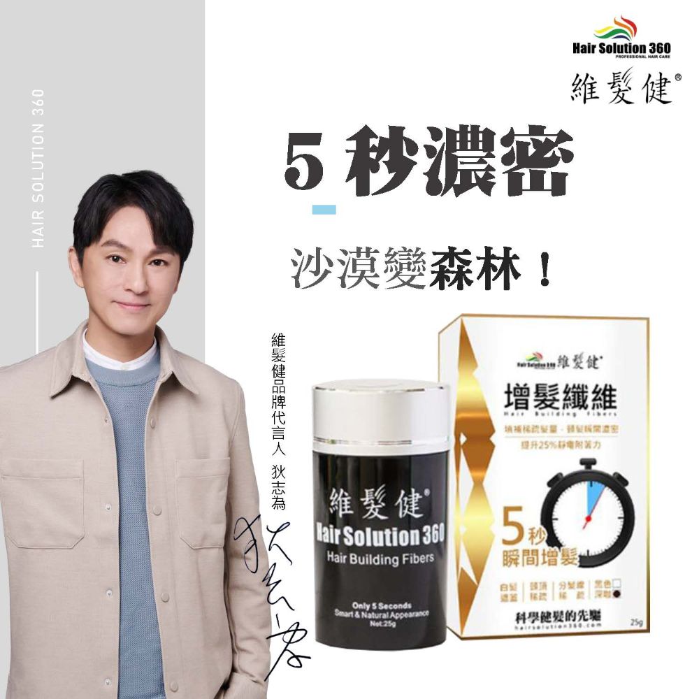 SOLUTION 360 秒沙漠森林!Hair Solution 360PROFESSIONAL HAIR 維增纖維髮濃密提升25%維髮健 Solution 360 Hair Building Fibers秒瞬間增髮Only 5 Seconds & Natural Appearance 健髮的