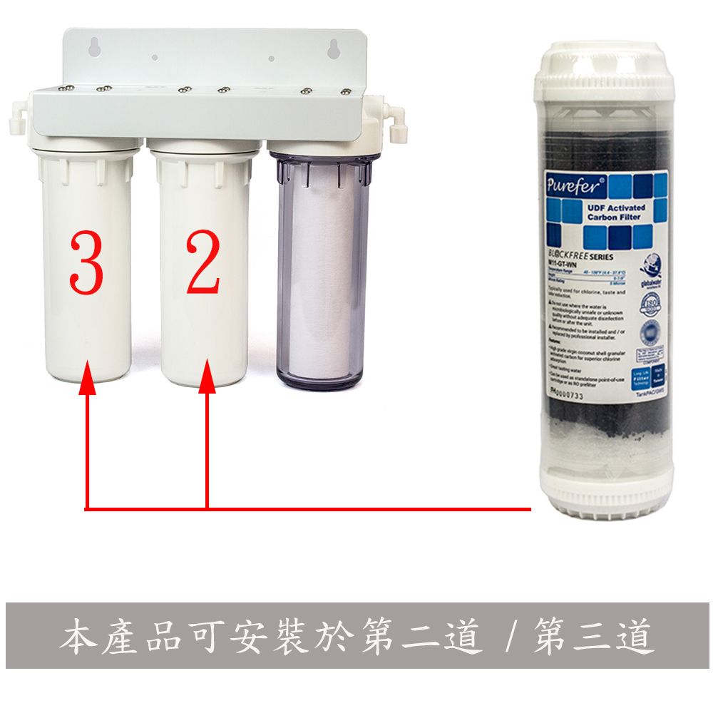 PureferUDF ActivatedCarbon Filter32 SERIESWN and本產品可安裝於第二道/第三道