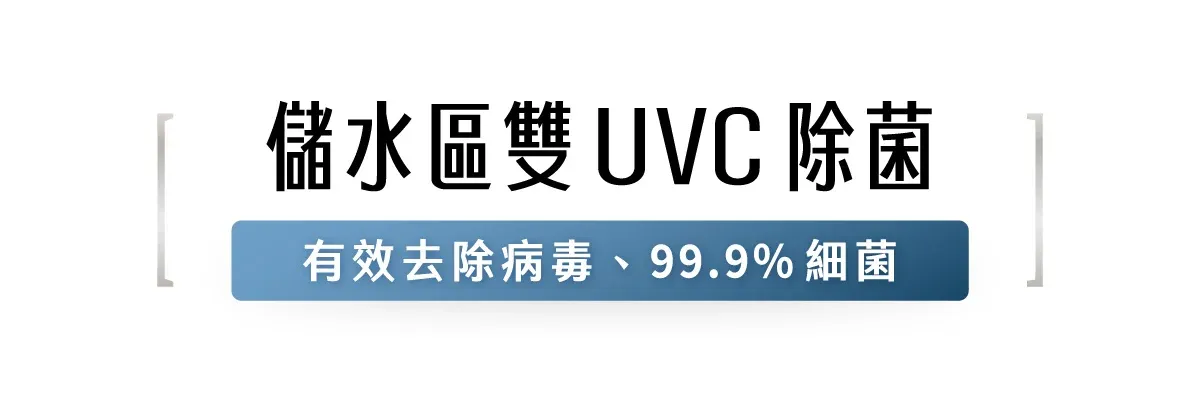 儲水區 UVC 除菌有效去除病毒、99.9%細菌
