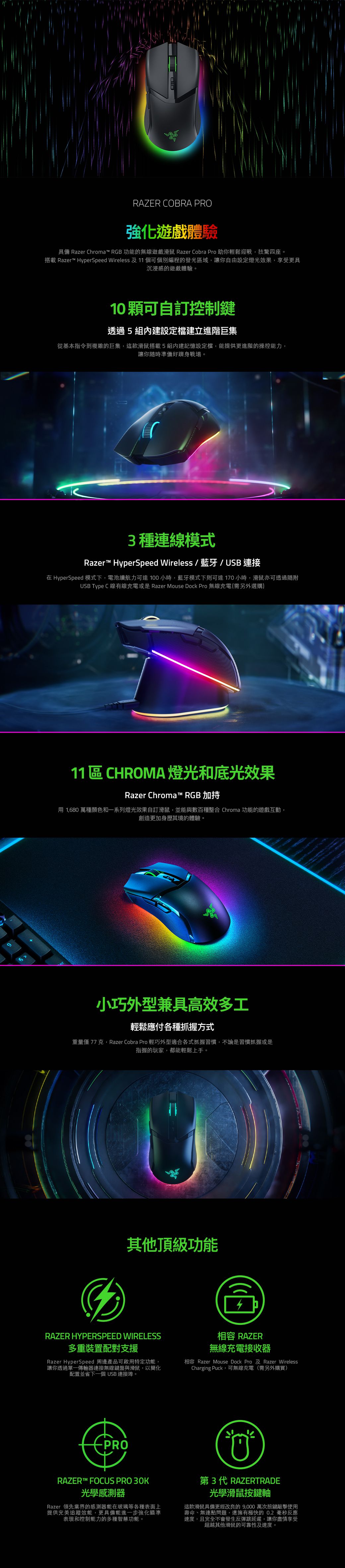 Razer Cobra Pro 眼鏡蛇Pro 輕量化三模無線滑鼠RZ01-04660100-R3A1