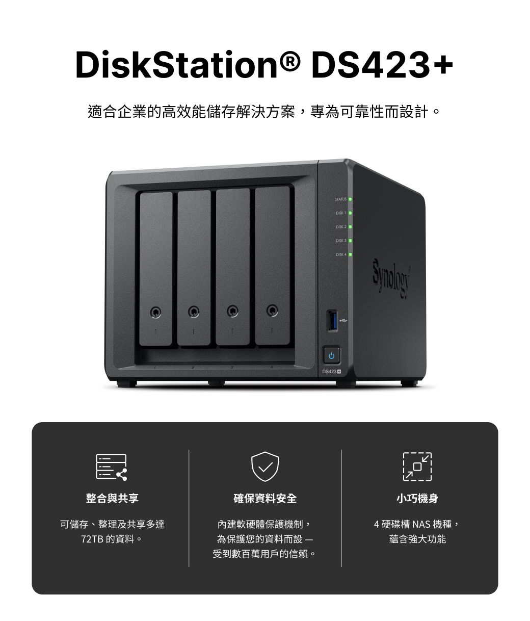 [搭HAT3300 4TB*2] Synology 群暉科技DiskStation DS423+ (4Bay