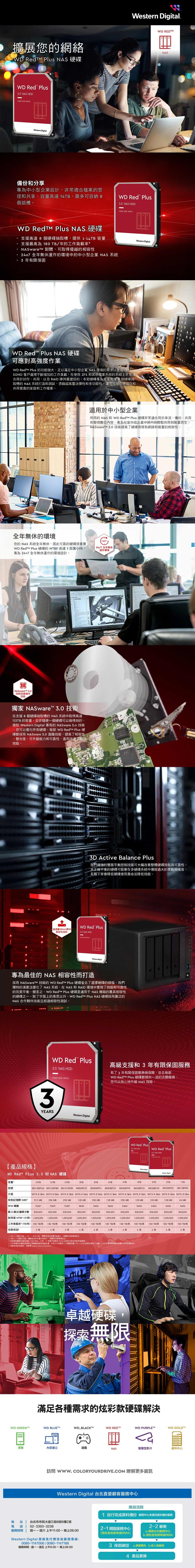 WD【紅標Plus】(WD60EFPX) 6TB/5400轉/256MB/3.5吋/3Y - PChome 24h購物